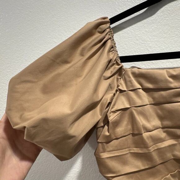 Elie Tahari Dress Women’s Size 2 Topaz Midi Off The Shoulder Belted Rattan - Picture 3 of 12